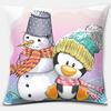 Cute Christmas Snowman Square Pillowcase Home Decoration Car Sofa Cover Anime Body Pillow  Outdoor Pillow Covers