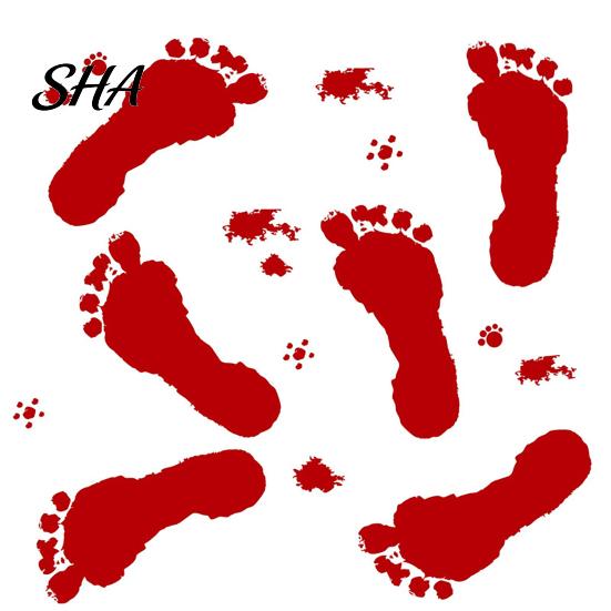 Moisture-proof Wall Sticker Halloween Blood Handprints/Footprints Stickers, Removable Decals, Spooky Waterproof Damage-free Decal Window DIY
