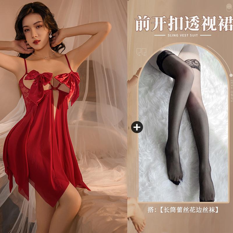 Sexy Pajamas Female Seduction Erotic Underwear Small Chest Suspender Skirt Breast Nightgown Pure Passion No-take-off Wholesale