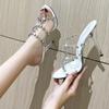 Damen Sexy Heels Sandalen 11cm High Fashion Heels Mädchen Schuh Slipper High Heel Lackleder Pumps Kristall Absatz Sandalen