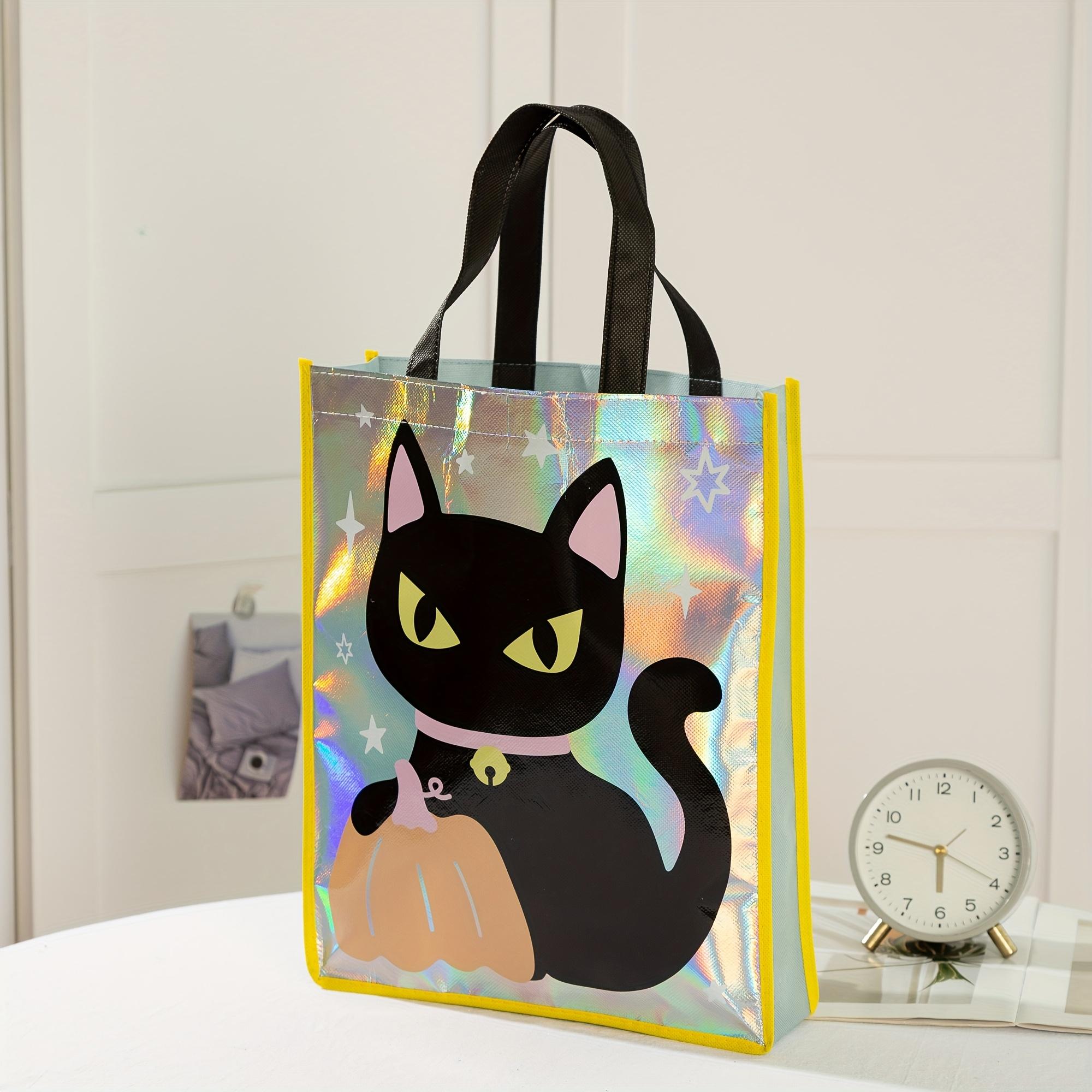 

Halloween Party Bags - Non-Woven Fabric Gift Bags with Pumpkin, Grimace, Cat, Bats, Candy Designs - Sturdy Handles for Trick 36X30X8cm