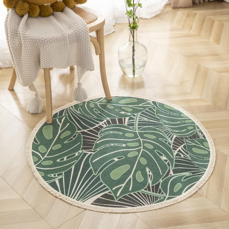 Boho Round Carpet Rugs for Living Room Ethnic Mandala Tassel Carpet Bedroom Floor Mat Cotton Linen Large Muslim Prayer Rugs