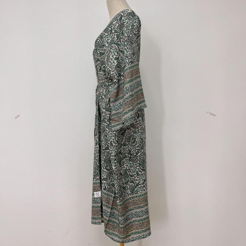 Womens Cotton Printed Beach Cover Up Dress With Waist Tie UPF Sun Protection Kimono Style Swimwear Set