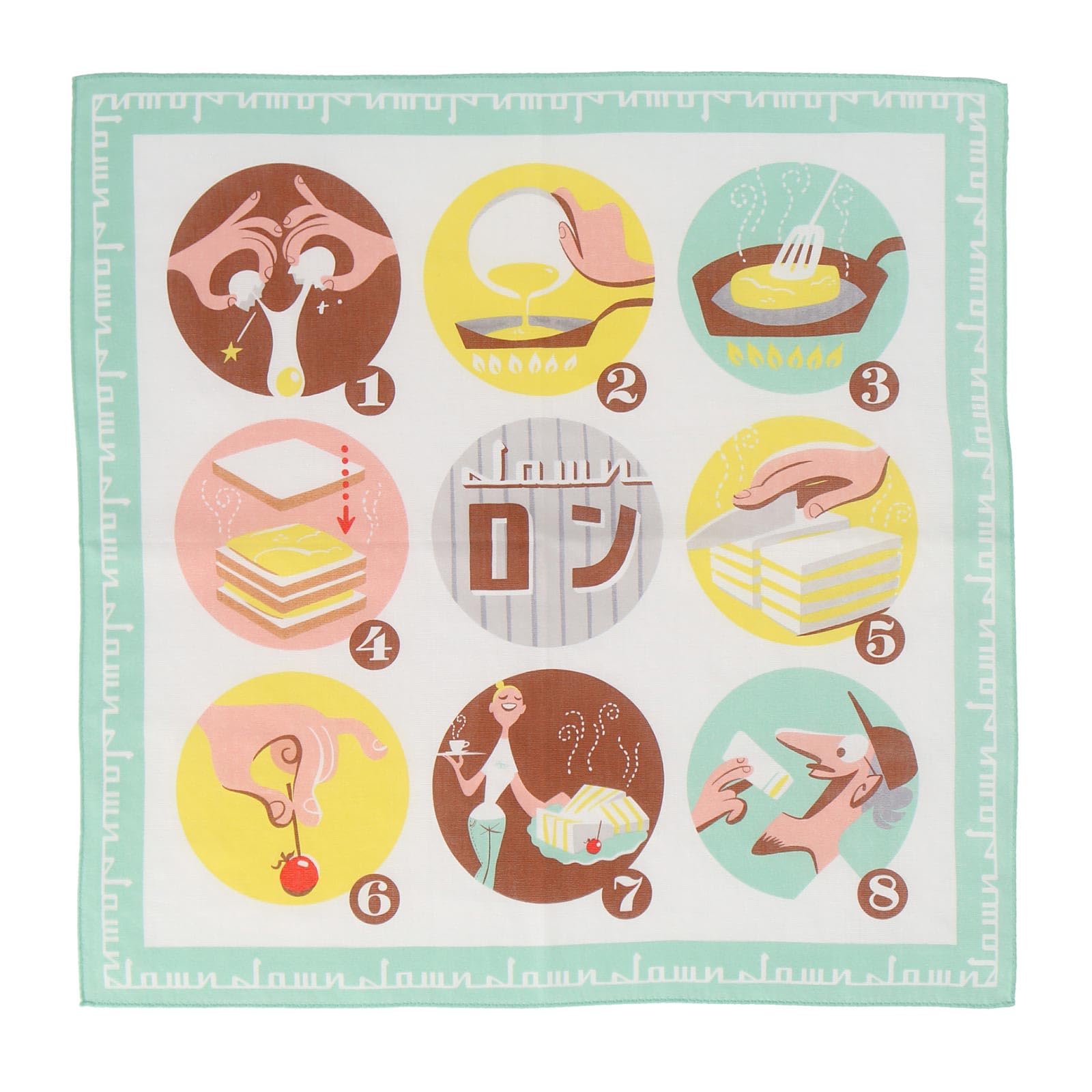 

Coffee Time with Vaughn Coffeeron Print Handkerchief, 13601501 (13601501B), Green, Approx. 52cm W x 52cm H x 0cm D