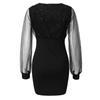 Women's Mesh V-neck Sequined Dress Foreign Trade Sexy Long Sleeve Dress