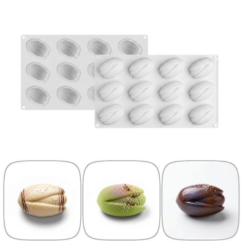 1 szt. Silikonowa forma w kształcie łupiny pistacji, 6/12-gniazdowa, do czekolady, deserów, puddingów, pieczenia, symulowana forma na świece, forma do ciasta pistacjowego