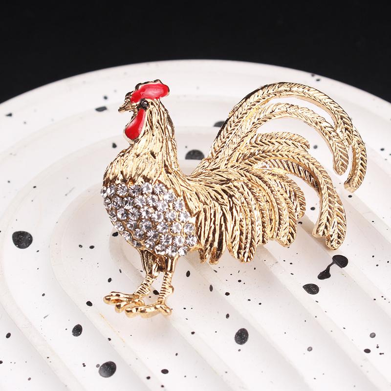 Zodiac Rooster Brooch Pin for Men and Women Chinese Zodiac Year Accessory Metal Animal Badge Lapel Pin