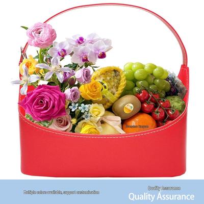 Eleganter Ledergeschenkkorb für Obst oder Blumen - Perfekt für Hochzeiten und besondere Anlässe