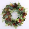 Artificial Wreath LED Light up Christmas Wreath with Pinecone for Front Door Window Yard Garden Christmas Decorations