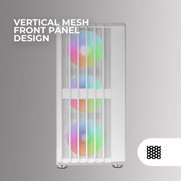 Boîtier Gaming ATX - Mars Gaming - MC-VAULT - 4 Ventilateurs ARGB - Panneau Mesh - Verre Trempé