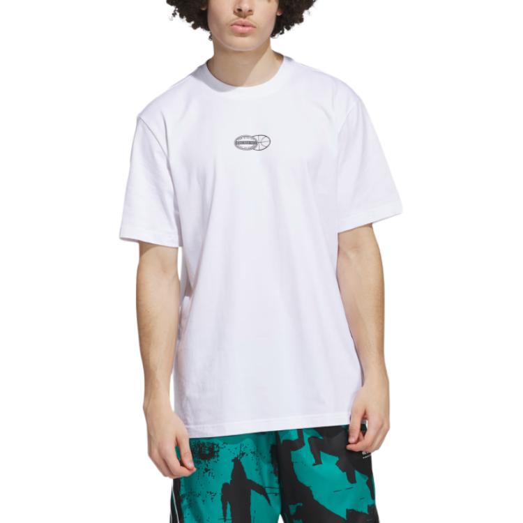 Adidas Basketball Get Buckets Graphic Pullover Comfortable Short Sleeve T-Shirt Men Tops White JI7116