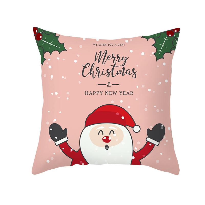Christmas Pillow Case Wish Cartoon Print Peach Skin Christmas Pillow Home Sofa Cushion