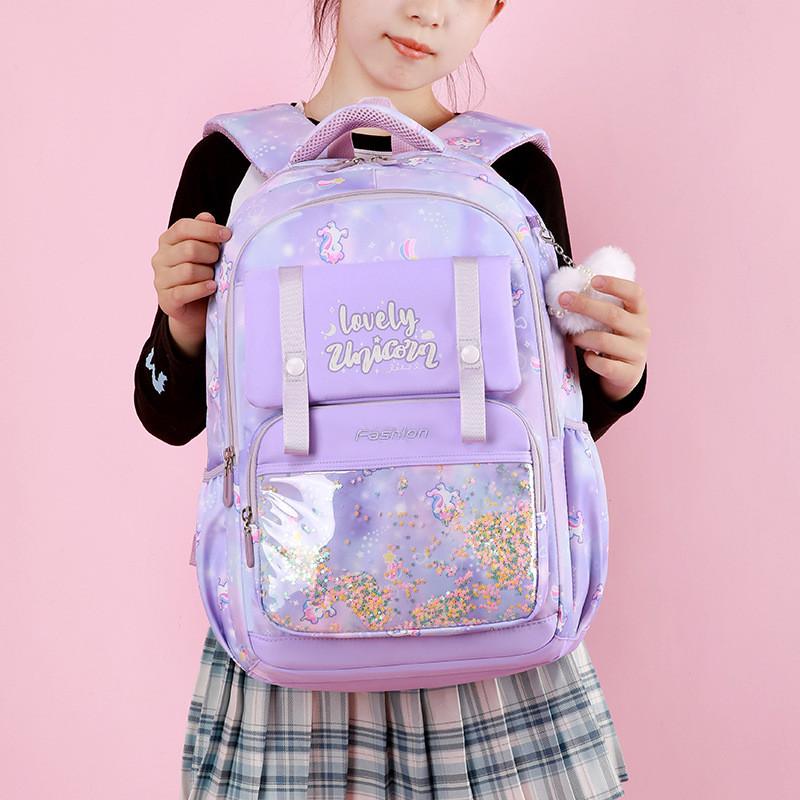 Printed Unicorn Rainbow Childrens Backpack Large Capacity Lightweight Schoolbag