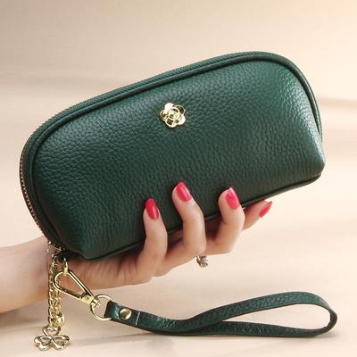 Echt Leer Dames Portemonnee Echt Zacht Koeienhuid Mode Rits Lange Grote Clutch Portemonnee Handtas