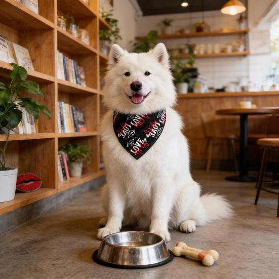 Valentine's Day Dog Bandana Dog Heart Prints Cute Triangular Bib with Love Pet Scarf for Small