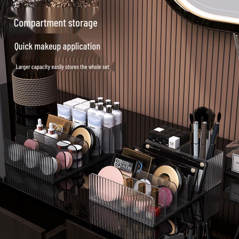 Clear Cosmetics Organizer: All-in-One Storage Box for Lipsticks & Eyeshadows, Divided Makeup Drawer for Dressing Table.
