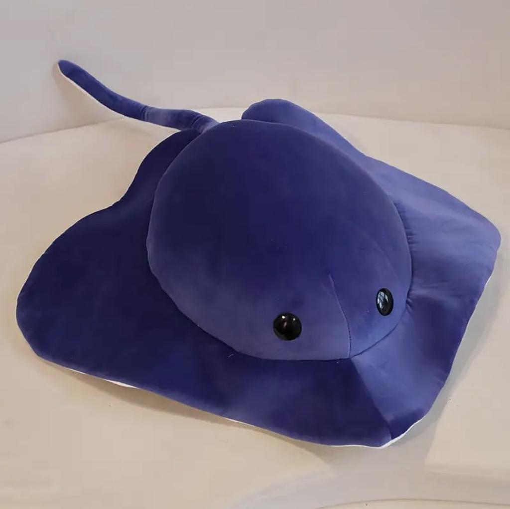 Large Stingray Plush Realistic Pet Decorative Gift Toy, Toy, Ornament, (Blue)