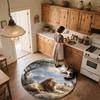 Lion pattern round rug,Carpet Rug for Living Room Bedroom Playroom ,Non-slip Floor Mat,Holiday Gifts and Birthday Gifts.