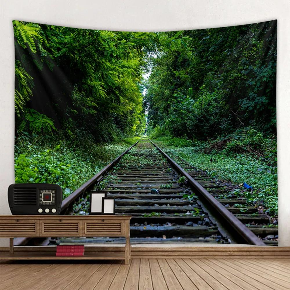 Tapestry Art Deco Blanket Curtain Hanging Home Bedroom Living Room Decoration Train Track and Road Wall