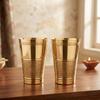 Brass Glass with Half Flower Printed Design (pack of 2) Handcrafted Traditional Brass Tumbler 300ml Approx