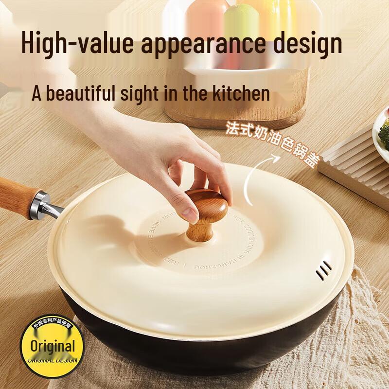 COOKER KING 34cm Cast Iron Wok