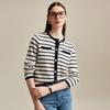 Zhaojun Women's Striped Pure Cashmere Round Neck Cardigan