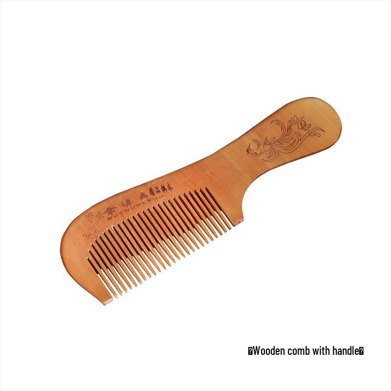 Расческа из натурального персикового дерева - Антистатическая, для длинных волос, унисекс, из цельного дерева, с резным дизайном