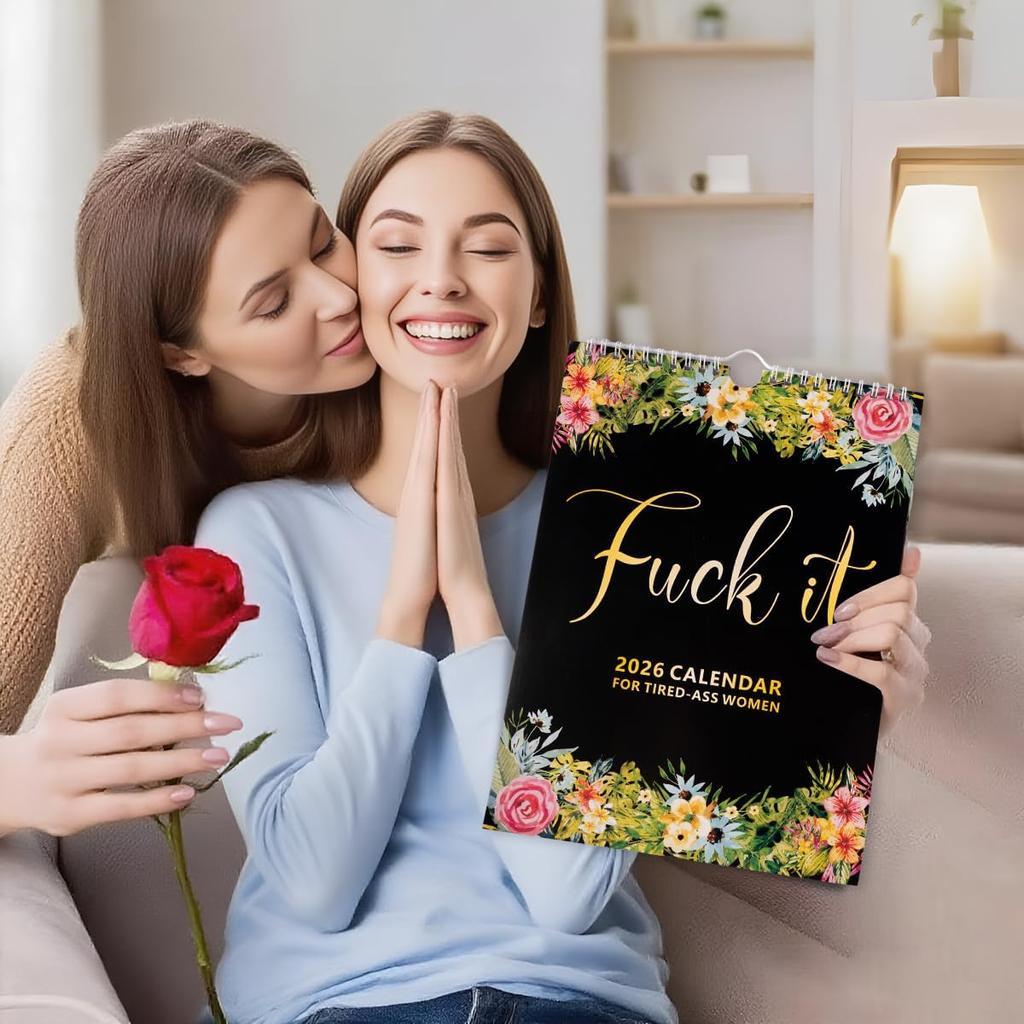 Fu-ck It 2026 Calendar for Tired-Ass Women, 2026 Fu-ck It Wall Calendar for Tired Women, Humor Hanging Month Calendar,Hanging Calendar for Home