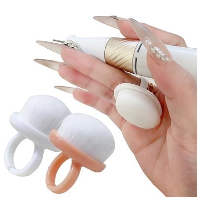 Adjustable Ring Nail Dust Cleaning Brush, Soft Bristle for Nail Gel Dust Removal Manicure Tool