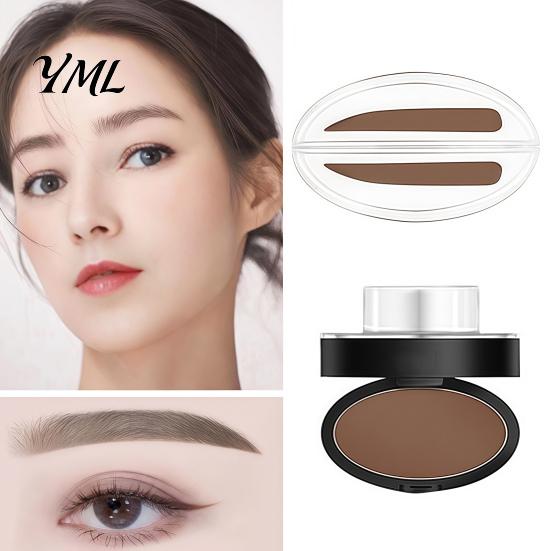 Beginners Eyebrow Stencils Stamp & Brow Powder, Waterproof Long Lasting Power Seal Defining with Mirror, Eye Makeup Tools for Women Professional