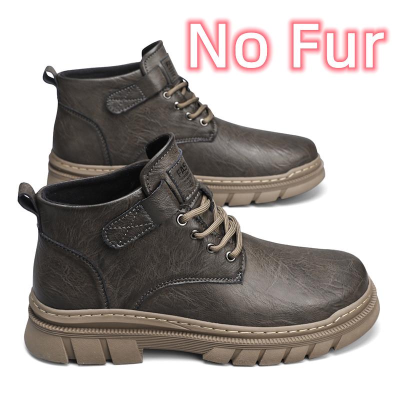 Fashion New Classic Men Boots Genuine Leather Lace-Up Male Comfortable High Top Shoe All-match Winter Plush Snow Boots