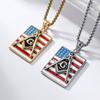 Masonic Stars and Stripes Titanium Steel Necklace Pendant Men's Personality Niche Fashion Hip Hop Accessories