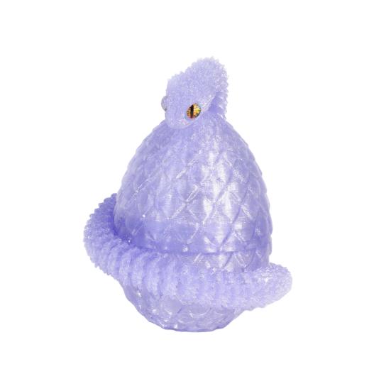 

3D Printed Snake Egg Figurine Movable Joints Snake Eggshell Figure Fidget Toy Snake Egg with Articulated Snake Inside Desktop Decoration Ornament E