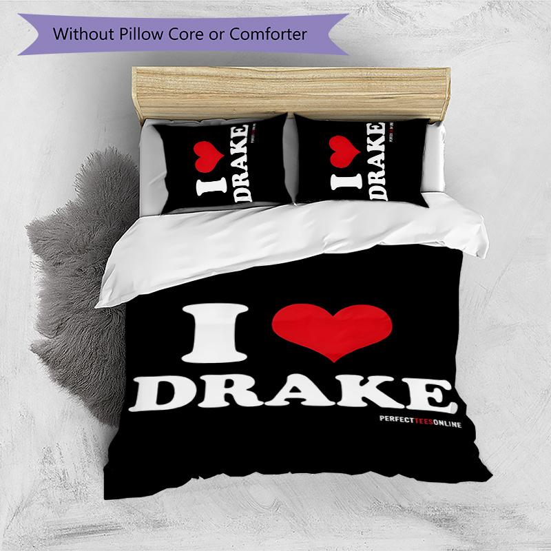 Drake 3pcs Bedding Set Duvet Cover Closure Includes 1 Duvet Cover & 2 Pillowcases for All Seasons Bedroom Home Dorm Decor