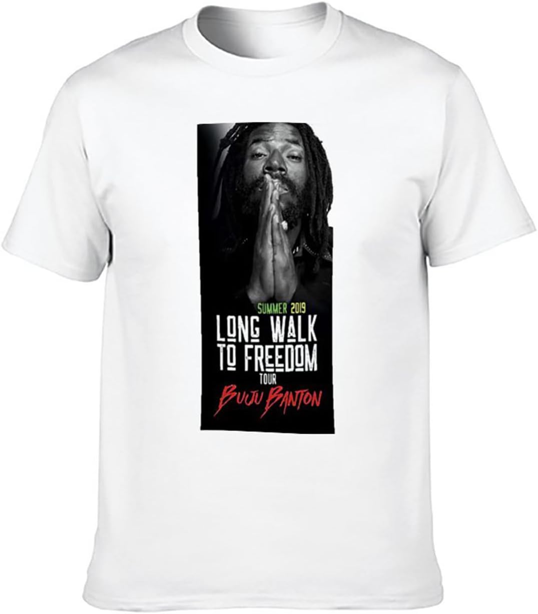 Short T-Shirt BUJU Banton DJ Reggae Long Walk to Freedom Tour Summer Gray XL белый