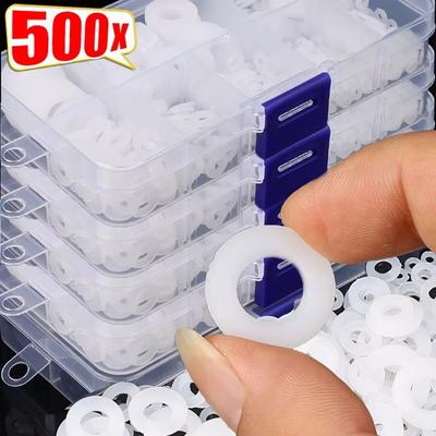 500Pcs New Seals O Ring Assortment Kit Nylon Washer 8 Sizes M2-M10 Plane Spacer Flat Black White Insulation Gasket Ring