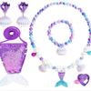 Mermaid Coin Purse & Jewelry Set: Necklace, Bracelet, Earrings, Ring & Dress-up Accessories for Girls