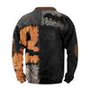 Men's Casual Fashion Christmas Printed Hoodless Sweatshirt Wide Men's Loose Button Stand Collar Hooded Sweatshirt