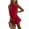 Women's Spring/Summer Solid Scalloped Trim Sleeveless Casual Dress