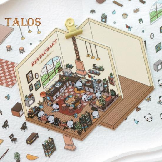 4Pcs DIY Scene Stickers 3D Miniature House Stickers Set Reusable Easy To Use DIY Projects Bookstore Scene Stickers