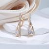Kinel Water Drop Zircon Long Dangle Earrings For Women Rose Gold Color Elegant Jewelry