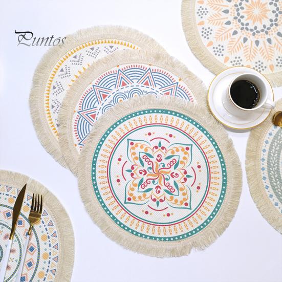 Descanso de Panela Antiderrapante para Cozinha, Jogo Americano Tecido de Algodão Estilo Boho, Jogo Americano de Mesa com Franjas de Borla para Pratos de Jantar, Jogo Americano Lavável a Quente, Suporte de Panela Resistente para Pratos Quentes,