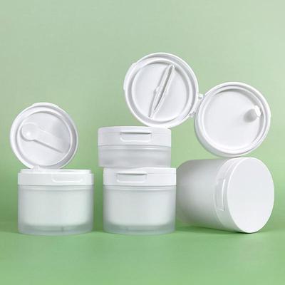 50/120g Travel Empty Pot with Flip Cover Spoon & Tweezers Refillable Cosmetic Jar for Face Cream Lotion Makeup Cotton Pot