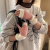 1Pair Fingerless Gloves Solid Color Plush Warm Knitted Soft Half-Finger Flexible Cold-proof