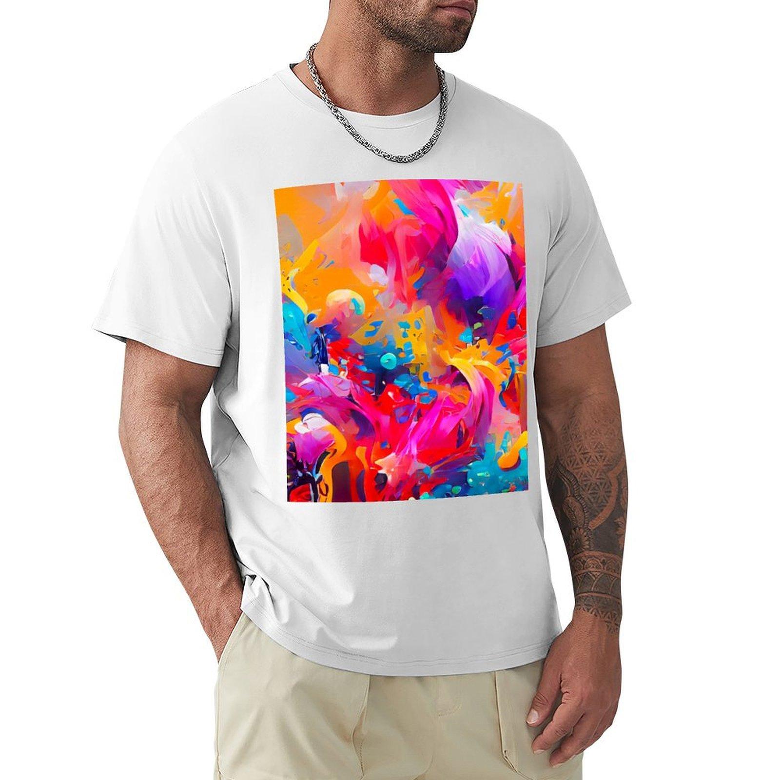 Colorful abstract art TShirt cheap stuff shirts graphic kawaii clothes vintage graphic tee shirts men S