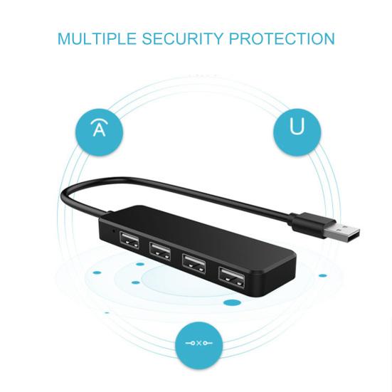 USB Port Hub Multifunctional Plug Play Compact 4-in-1 USB 2.0 Extension Adapter for Laptop