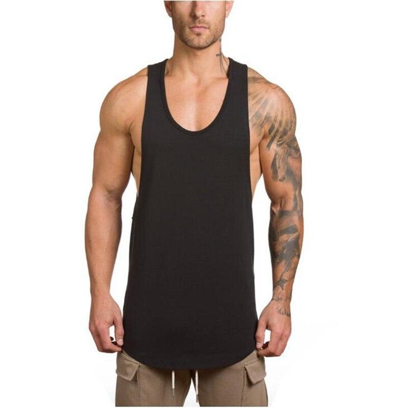 6689 Blank Mesh Slim Fitness Vest Men&#39;s European and American Arc Hem Sports GYM Bottoming Breathable Quick-drying Shoulder 6689