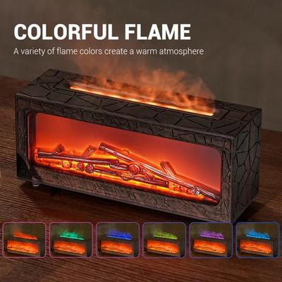 C06 Flammen-Kamin-Aromatherapie-Luftbefeuchter Kreativer Automatischer Duftspender Mit 7-Farben-Lichtern Leiser Nebelmacher Für Schlafzimmer
