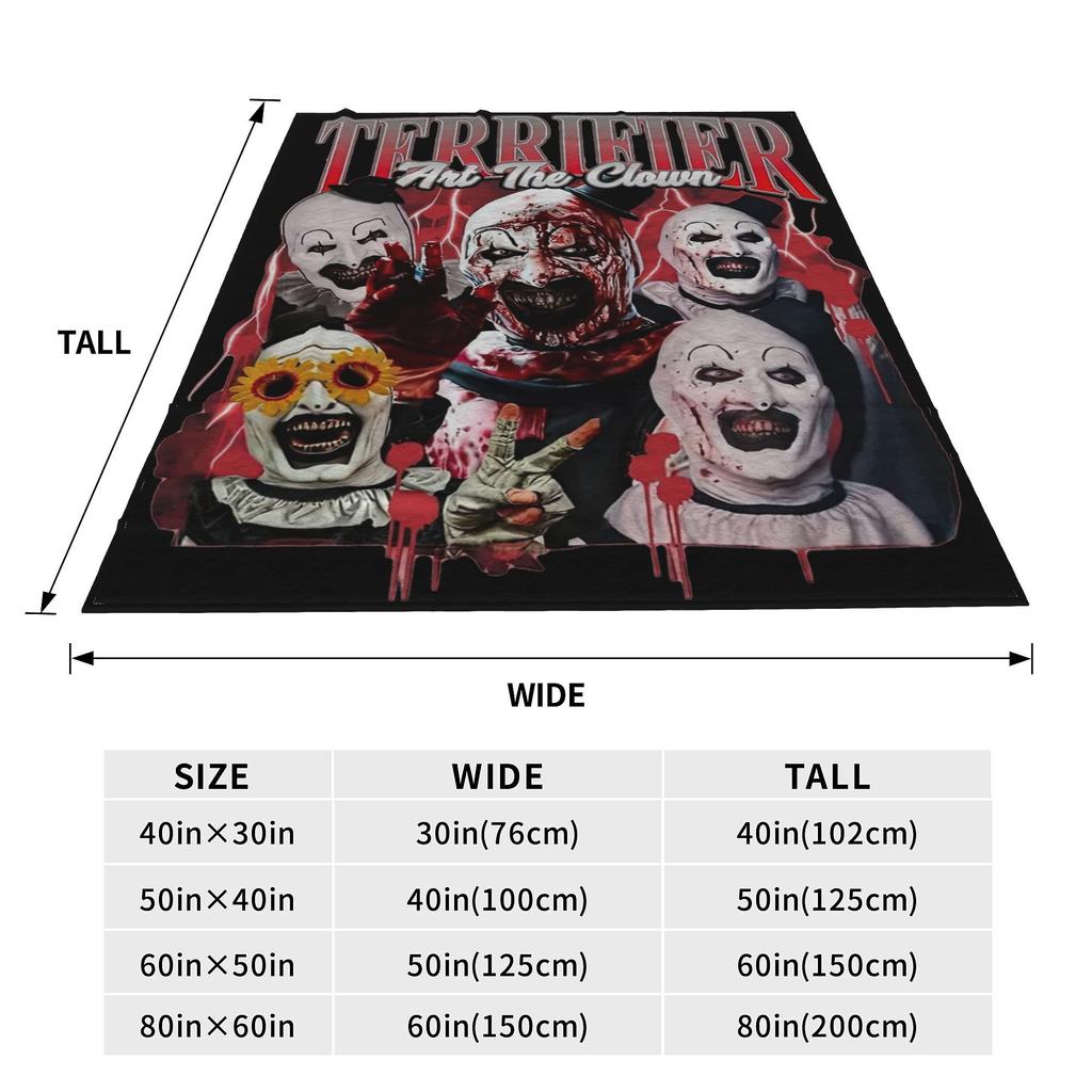 Terrifier Art The Clown Bootleg Gift Blanket For Men Women Cozy Fluffy  Throw Blankets for Living Room 50x60 Inches Multi-size