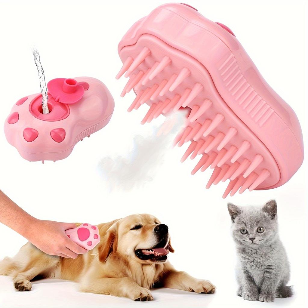1pc Electric Steam Cat Brush Ultimate Grooming Tool with Self-Cleaning, Silicone Massage Bristles, Hair Remover Coat Care for Cats Dogs .